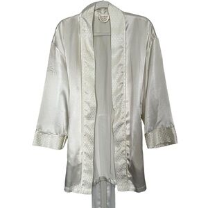 Victoria's Secret Vintage Gold Label White Self Wrap Tie Robe-One Size